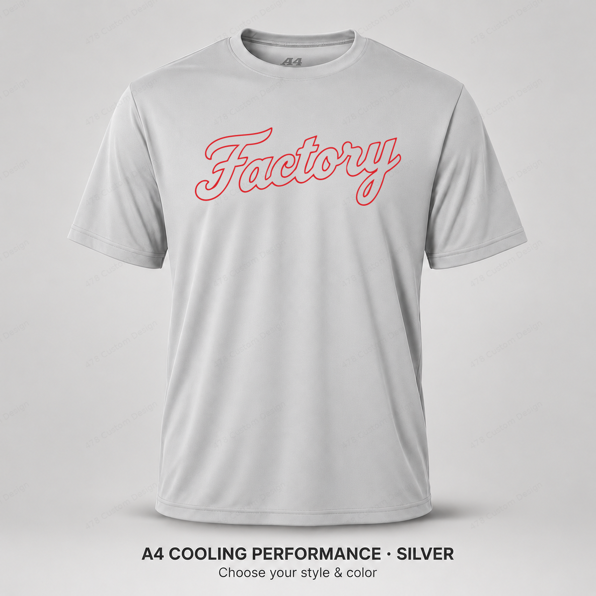 Factory hollow outline script — A4 performance — Silver