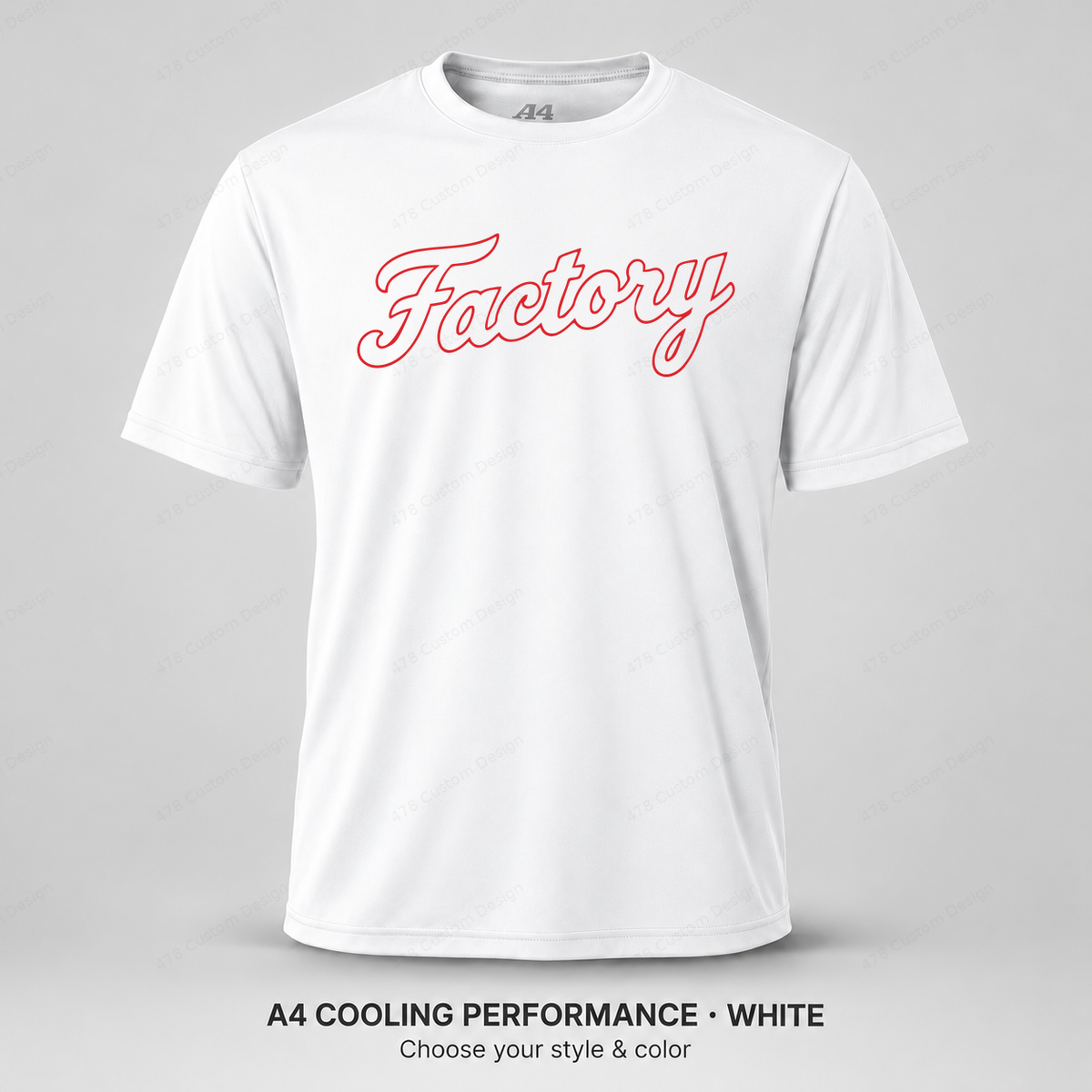Factory hollow outline script — A4 performance — White