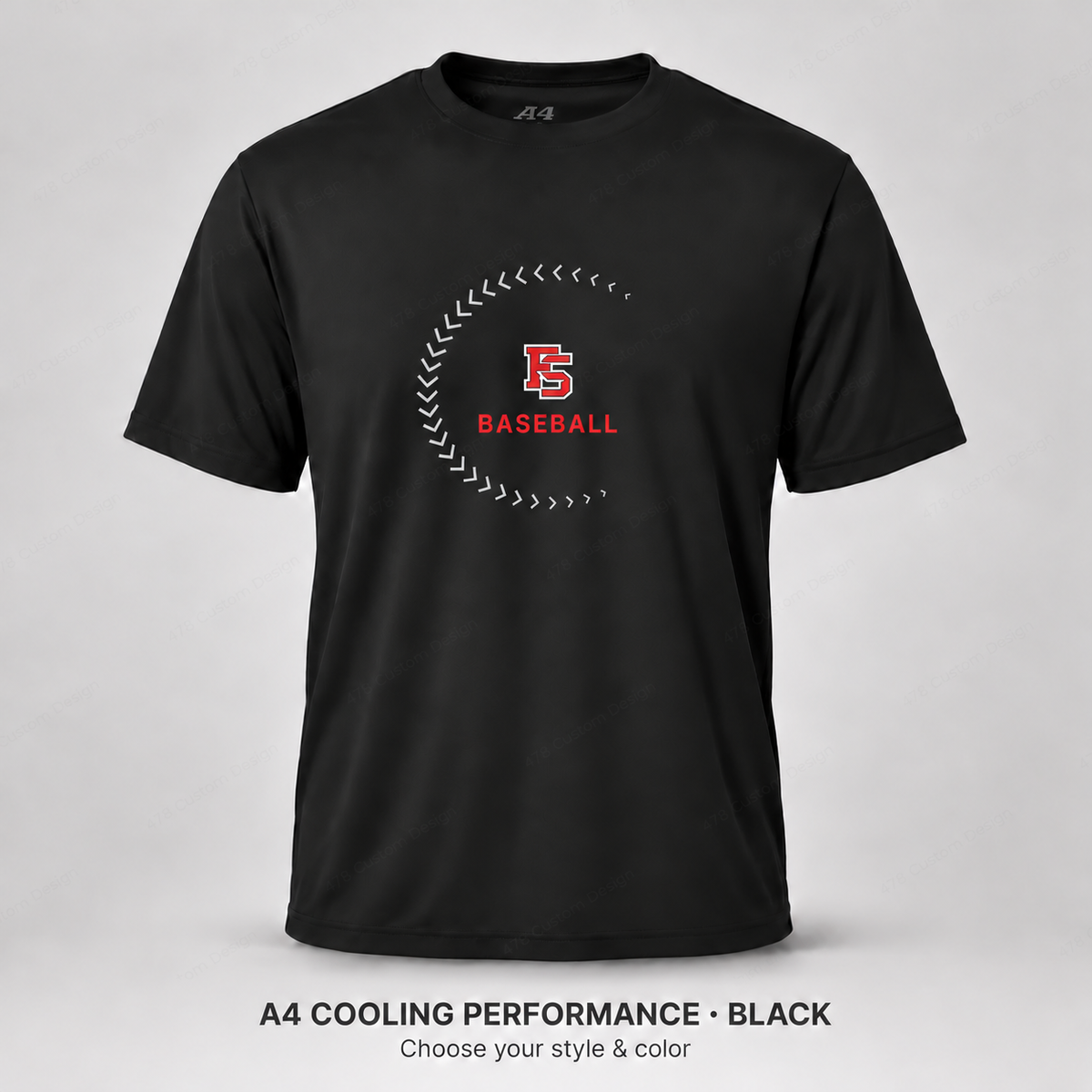 Factory Baseball — Design 06 — A4 Black — adjusted print size