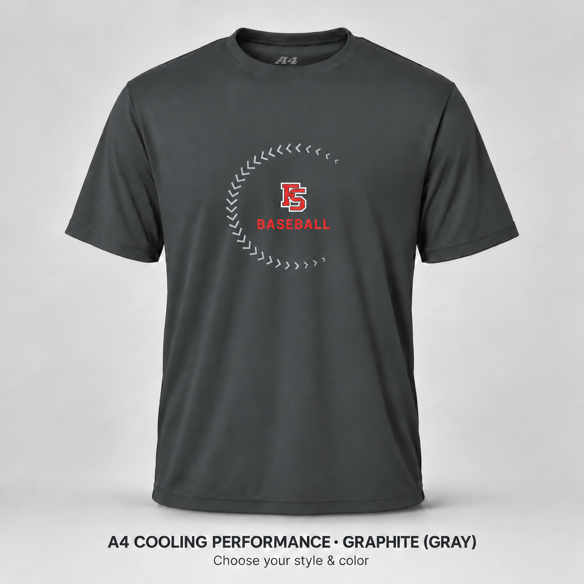 Factory Baseball — Design 06 — A4 Graphite — adjusted print size