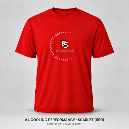 Factory Baseball — Design 06 — A4 Scarlet — adjusted print size
