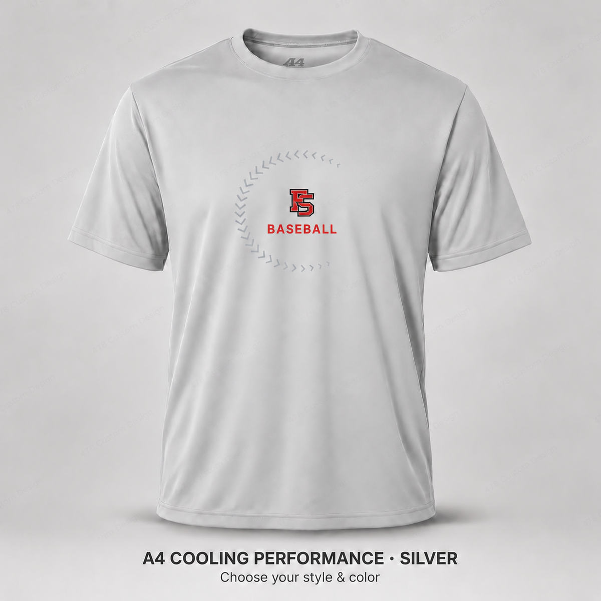 Factory Baseball — Design 06 — A4 Silver — adjusted print size