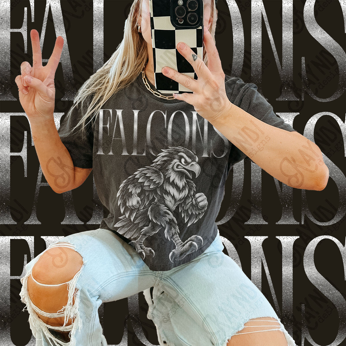 Halftone Falcons 4 Top design mockup