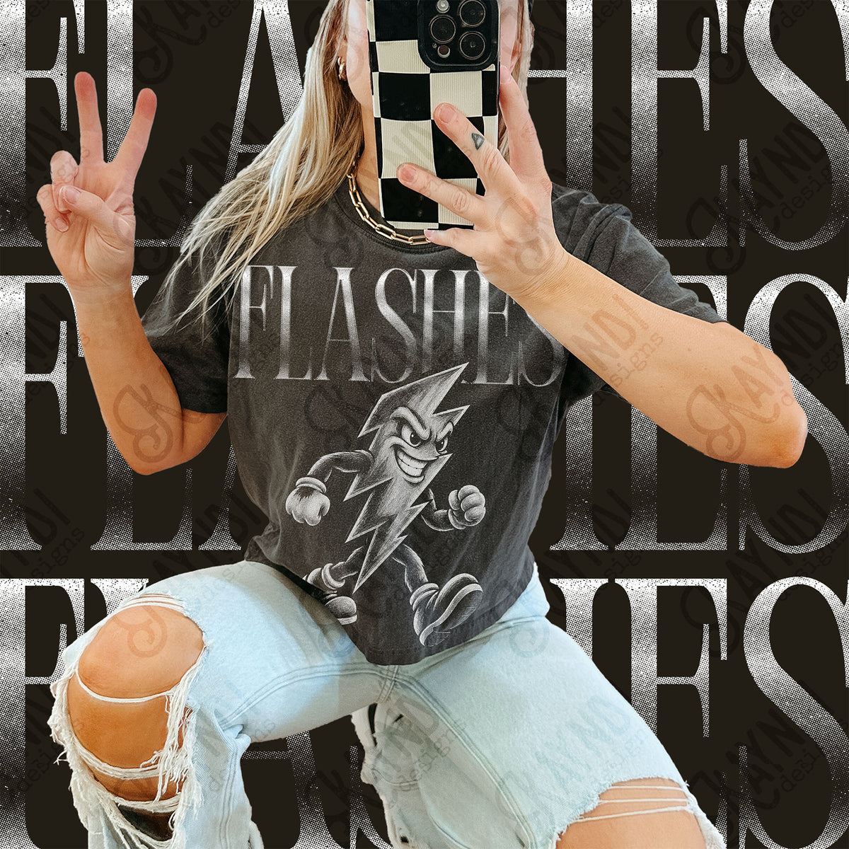 Halftone Flashes Top design mockup