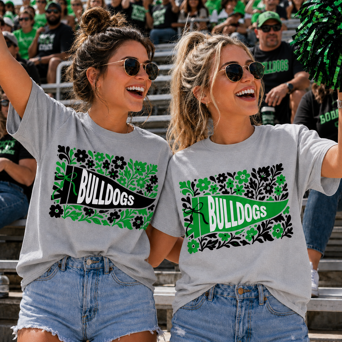 Custom Floral Pennant Banner Team Spirit Mascot Top — design example 1