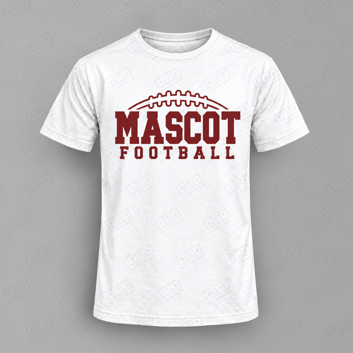 Custom Circle Star Badge Football Top white shirt mockup with 478 Custom Design watermark
