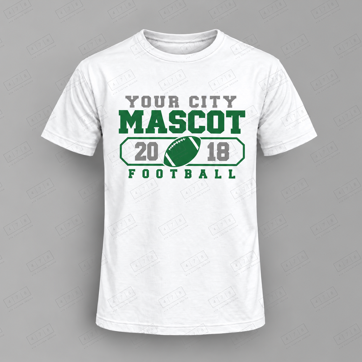 Custom Half Ball Plaque Football Top white shirt mockup with 478 Custom Design watermark
