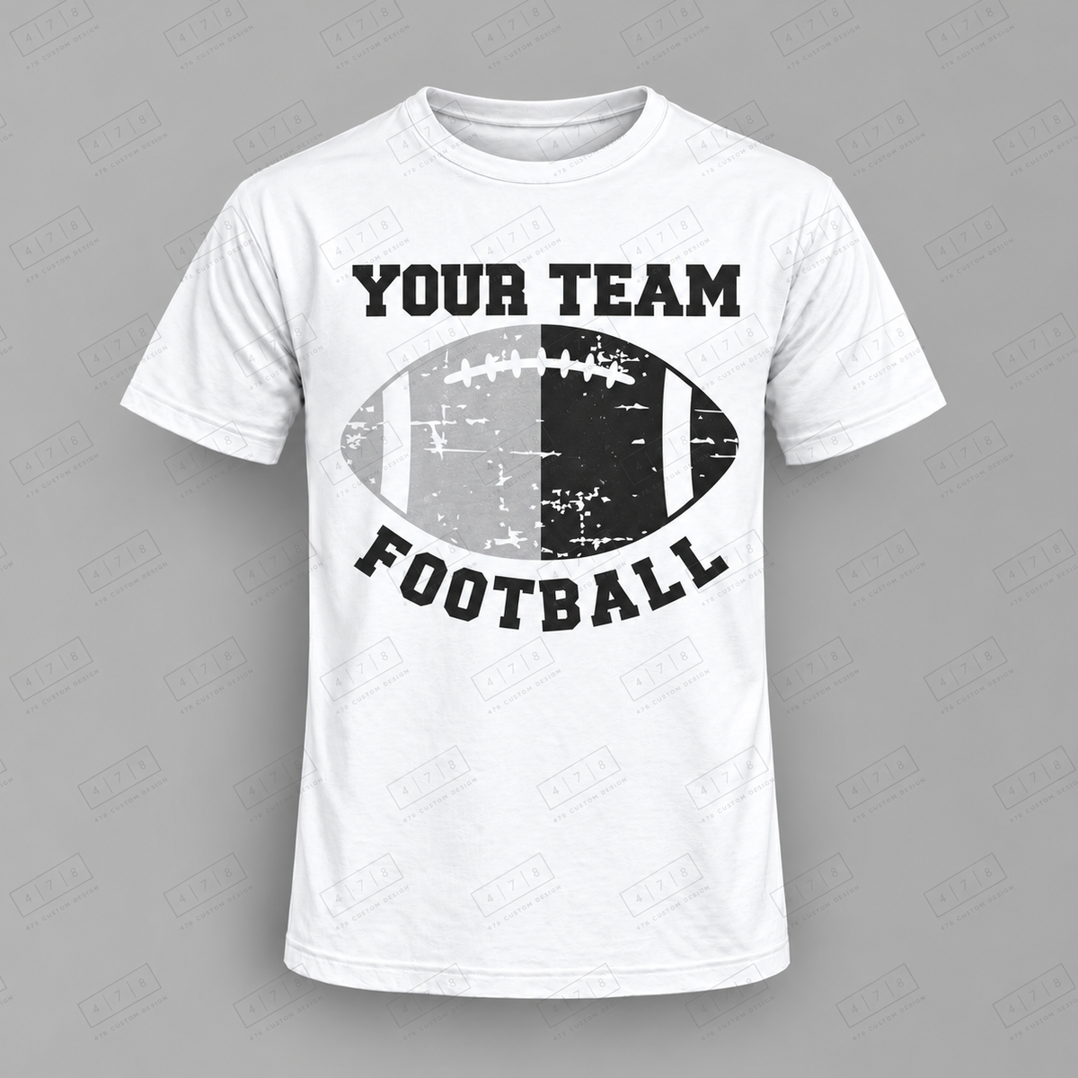 Custom Striped Basketball Mom Football Top white shirt mockup with 478 Custom Design watermark