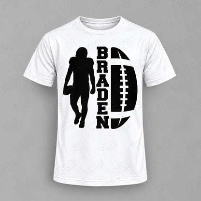 Custom Outline Name Number Football Top white shirt mockup with 478 Custom Design watermark