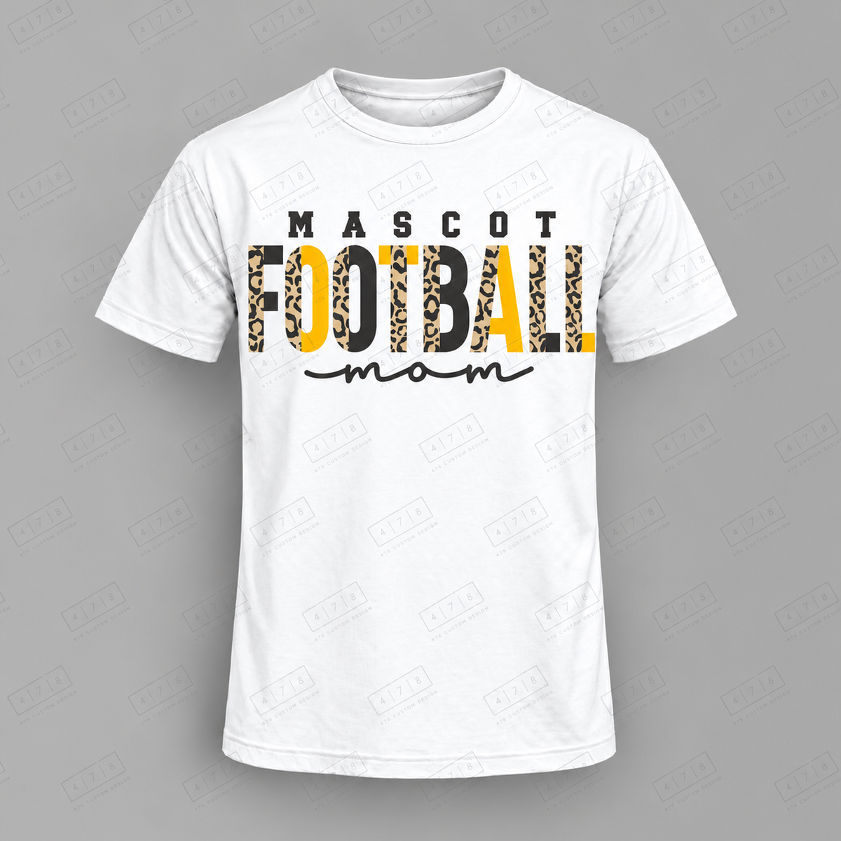 Custom Curved Stripe Ball Football Top white shirt mockup with 478 Custom Design watermark
