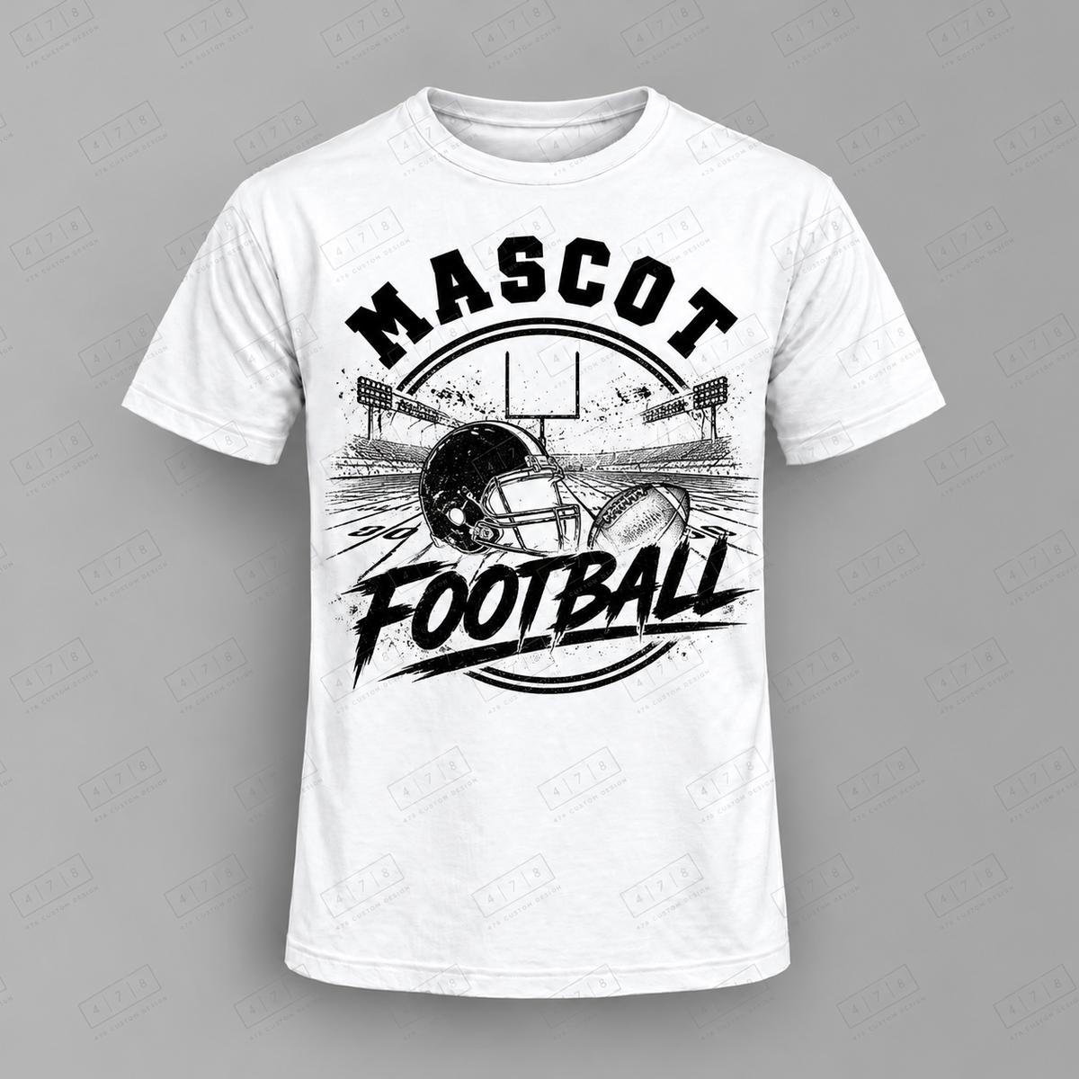 Custom Half Ball Bar Football Top white shirt mockup with 478 Custom Design watermark