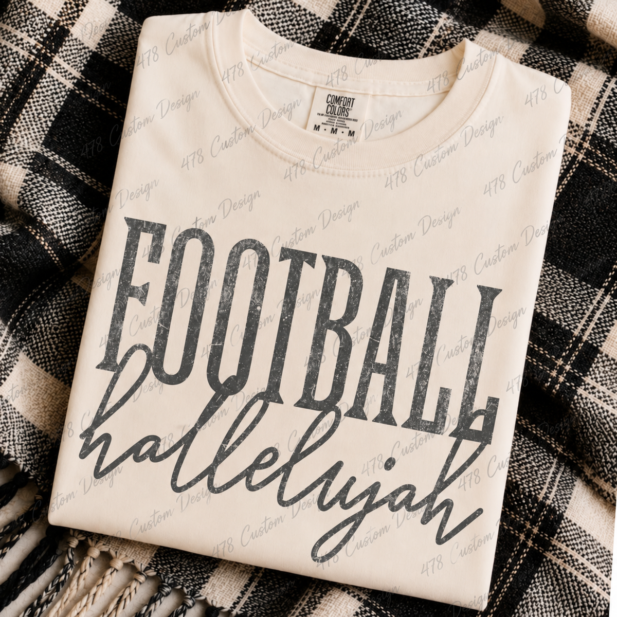 Football Hallelujah Distressed Retro Top apparel mockup