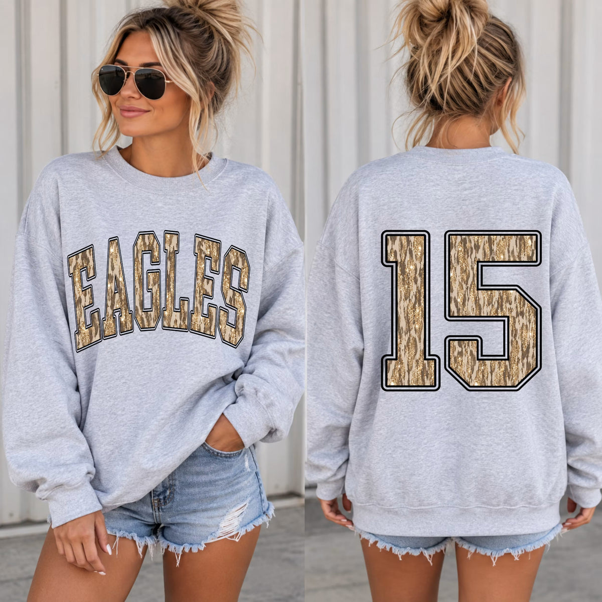 Custom Glitter Camo Numbers Top — design example 1