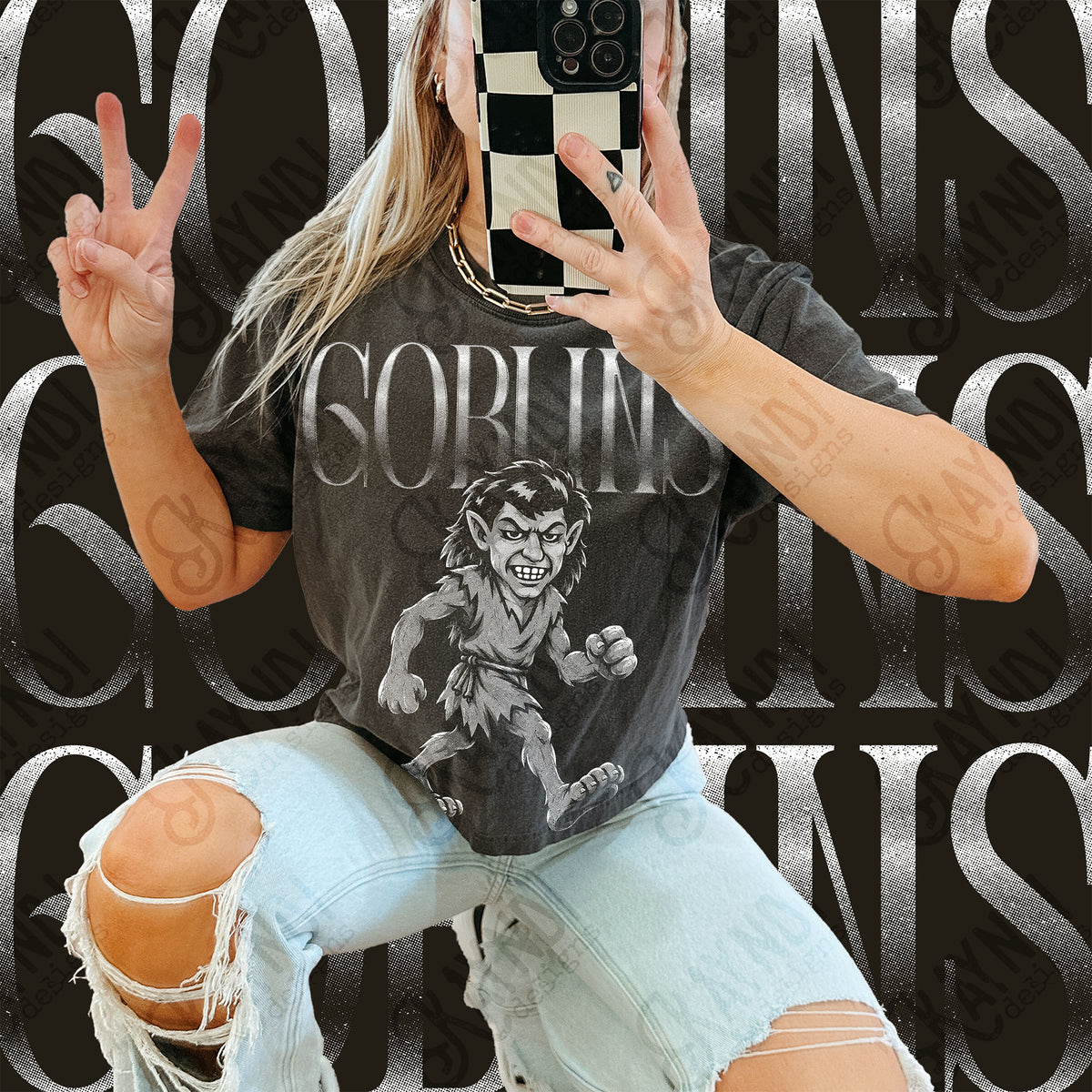 Halftone Goblins Top design mockup