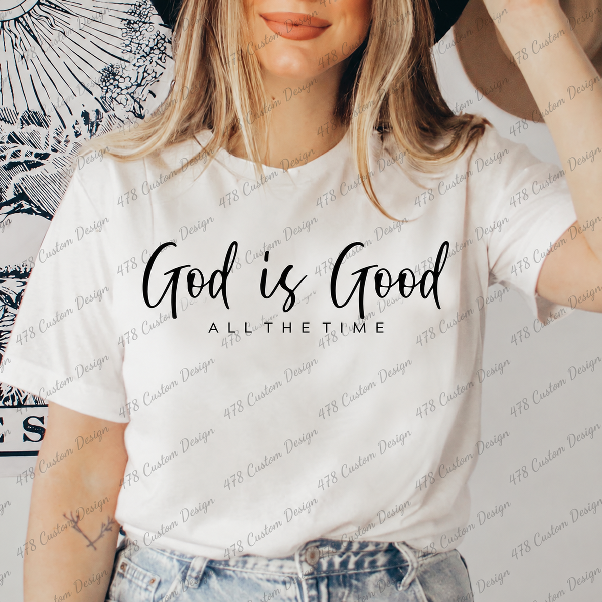 God Is Good All The Time Script Top apparel mockup
