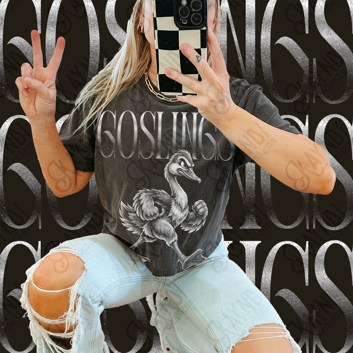 Halftone Goslings Top design mockup