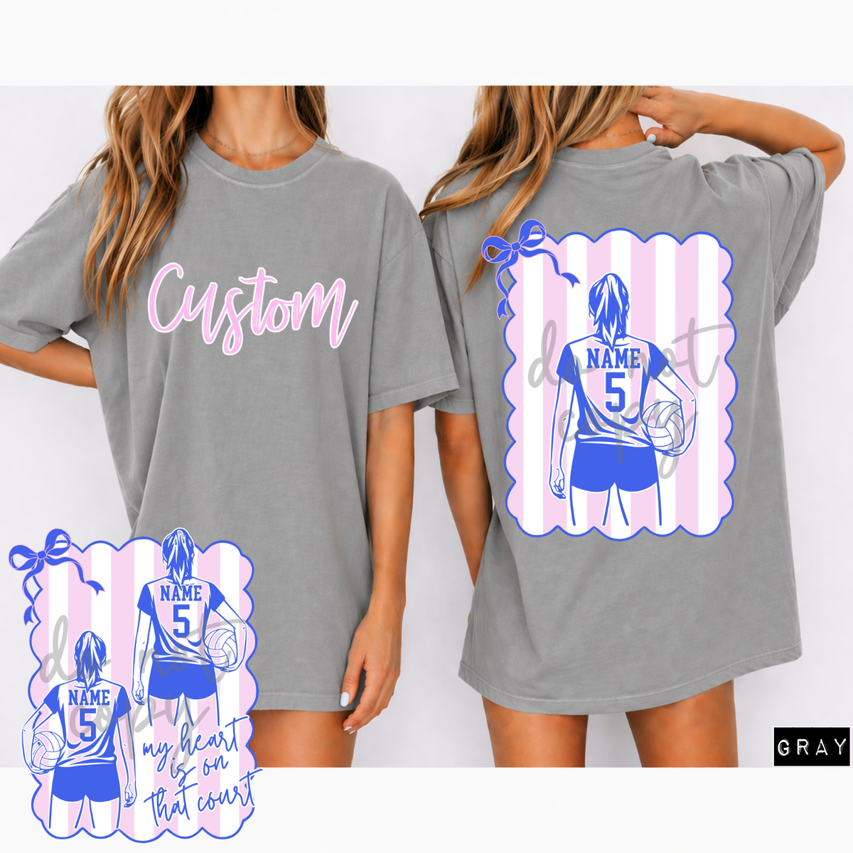 Custom Coquette Bow Stripes Volleyball Top — design example 1