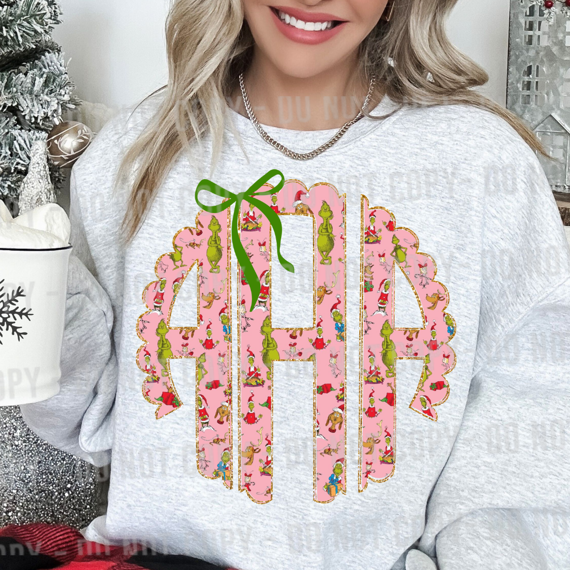 Custom Pink Green Guy Monogram Top — design example 1