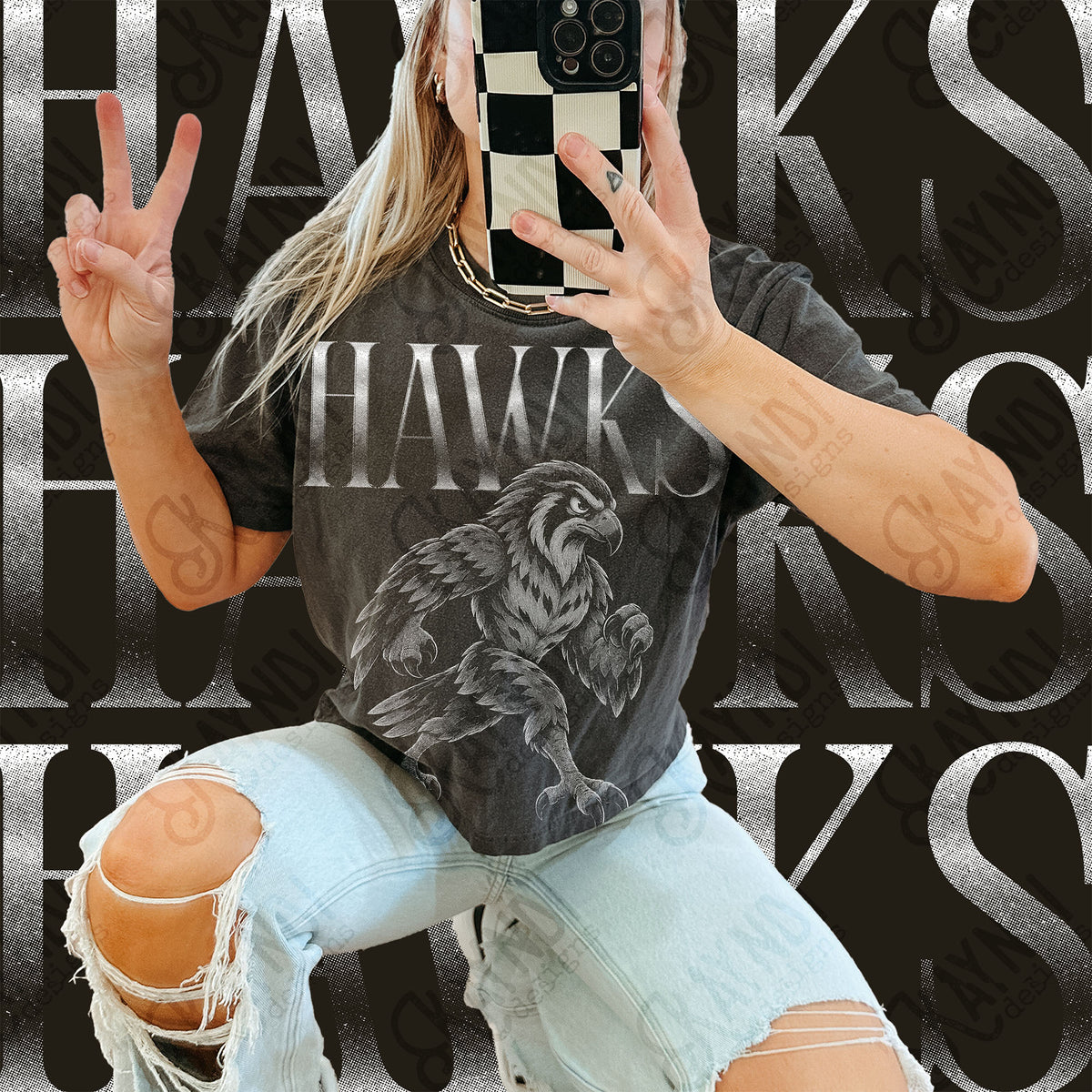 Halftone Hawks Top design mockup