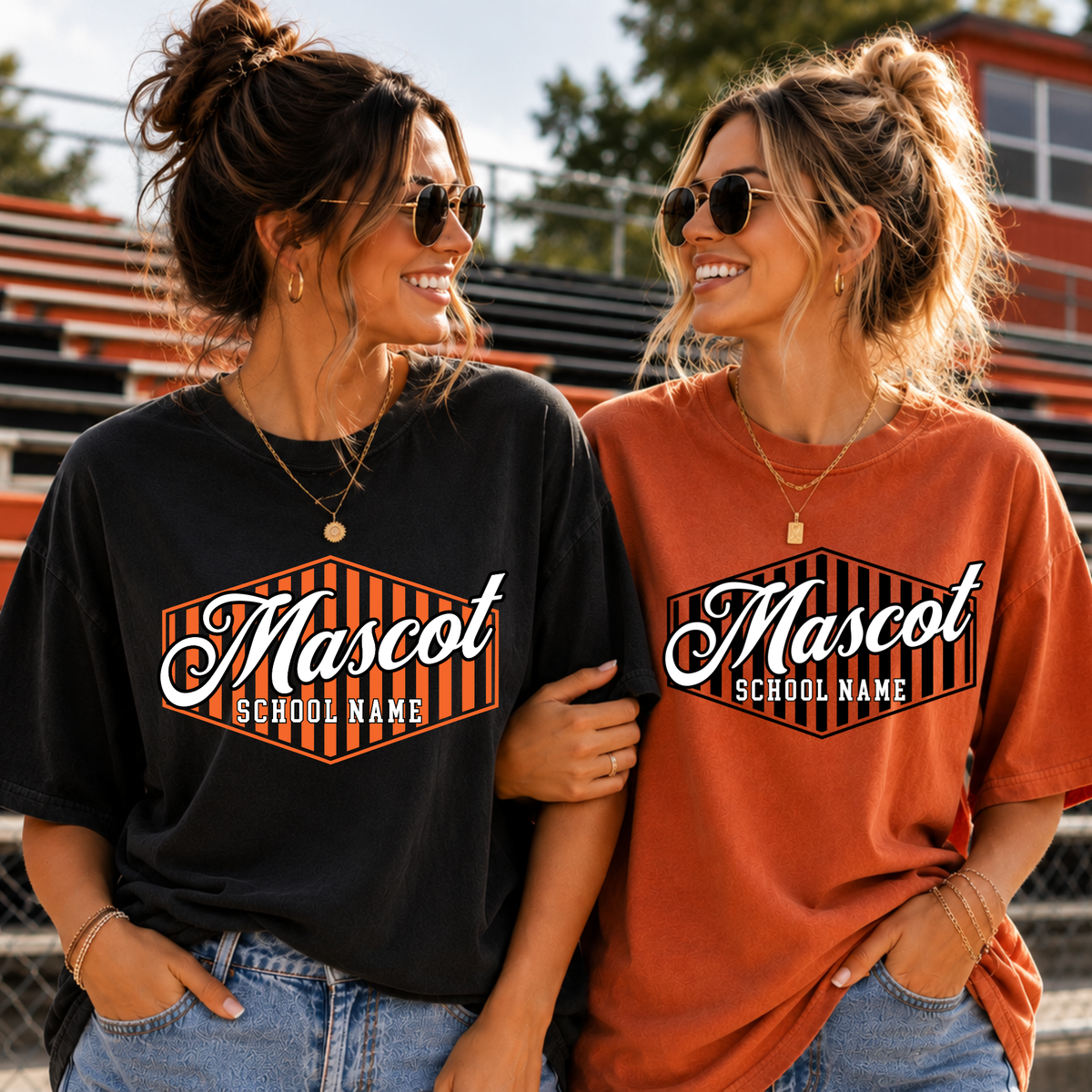 Custom Striped Hexagon School Spirit Top — design example 1