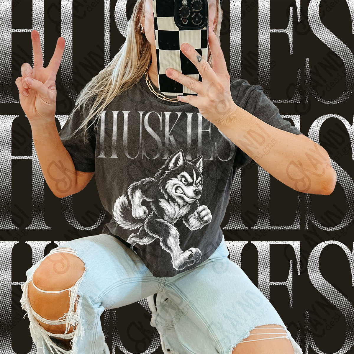 Halftone Huskies Top design mockup