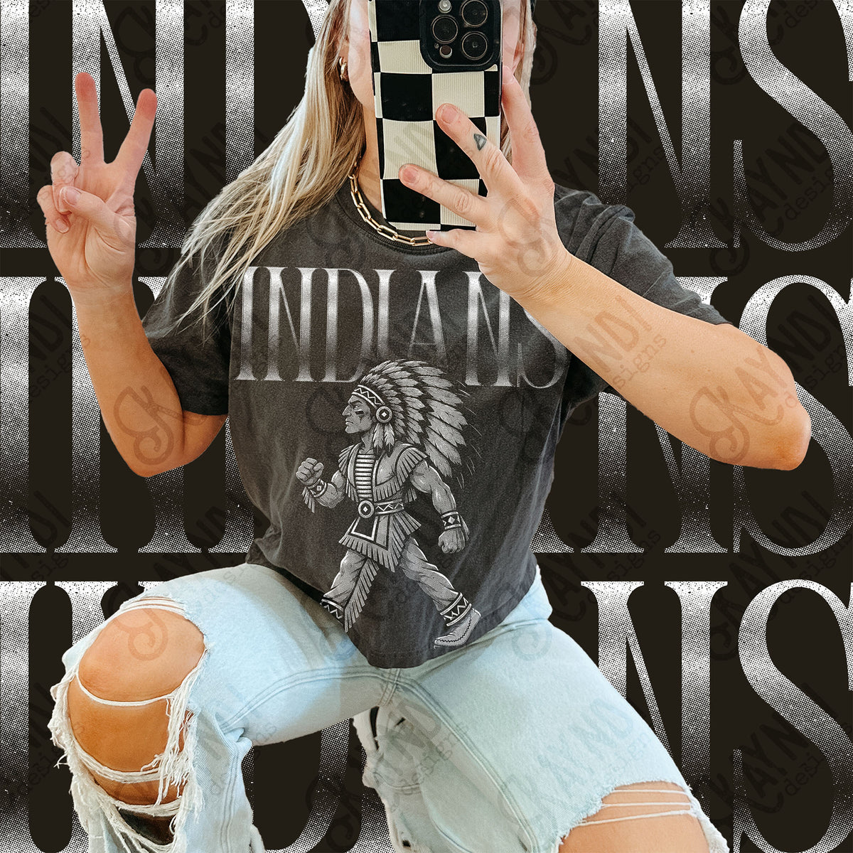 Halftone Indians 2 Top design mockup