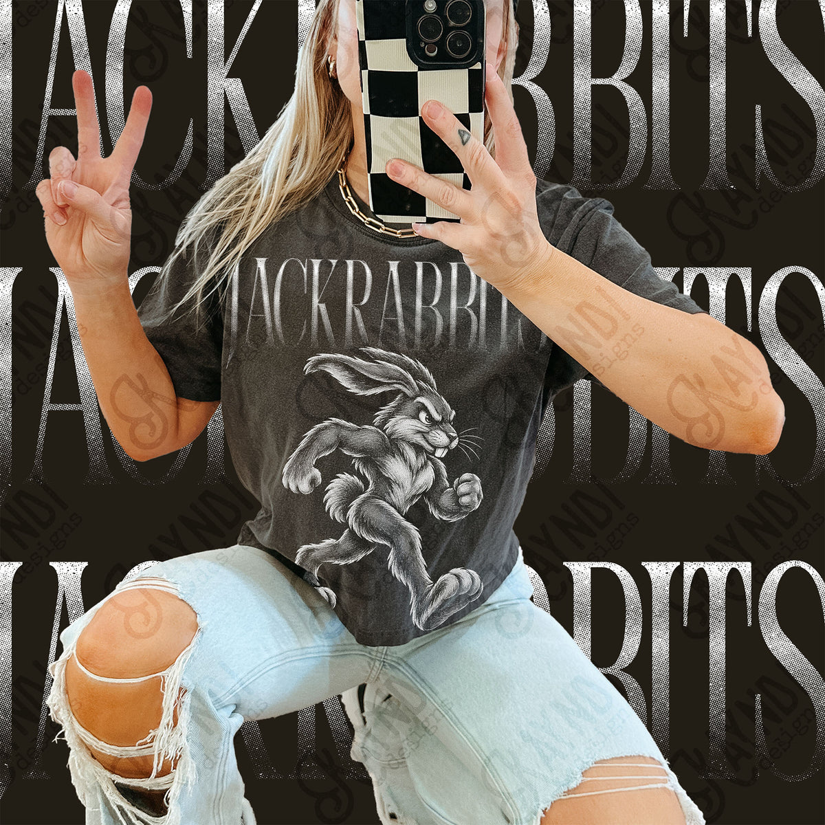 Halftone Jackrabbits Top design mockup