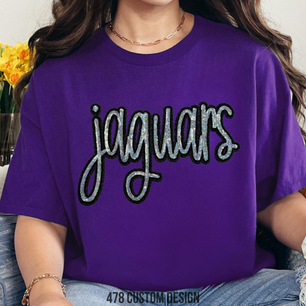 Jaguars Mascot Real Sequin Patch Top