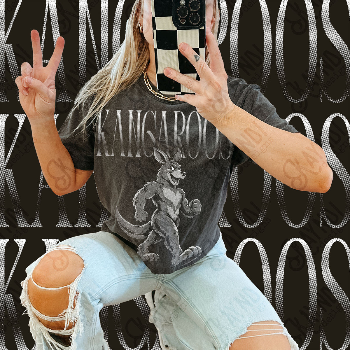 Halftone Kangaroos Top design mockup