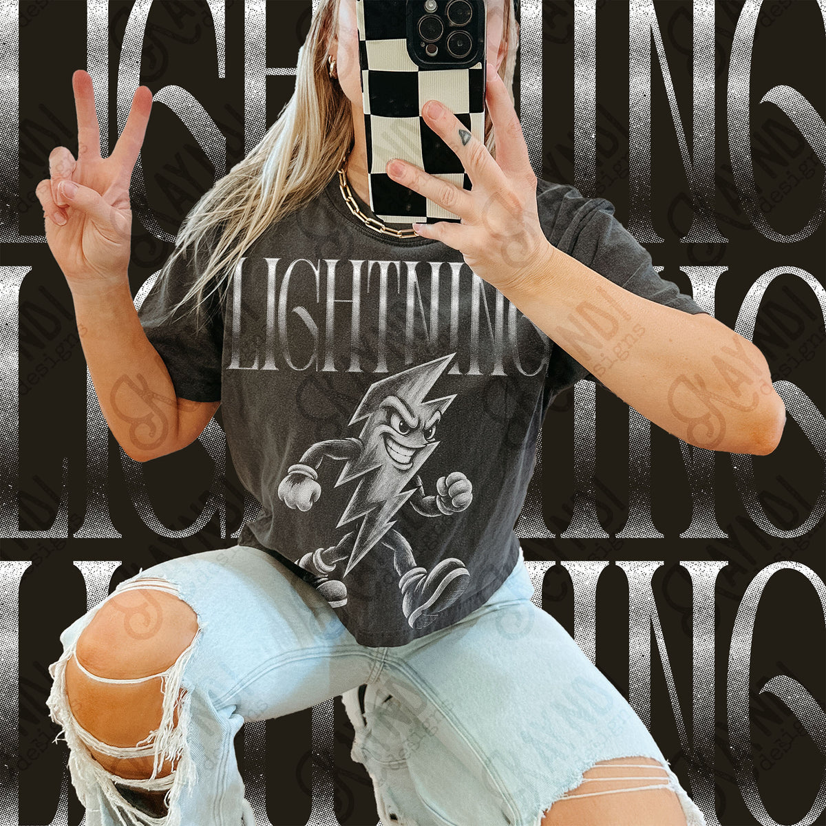 Halftone Lightning Top design mockup