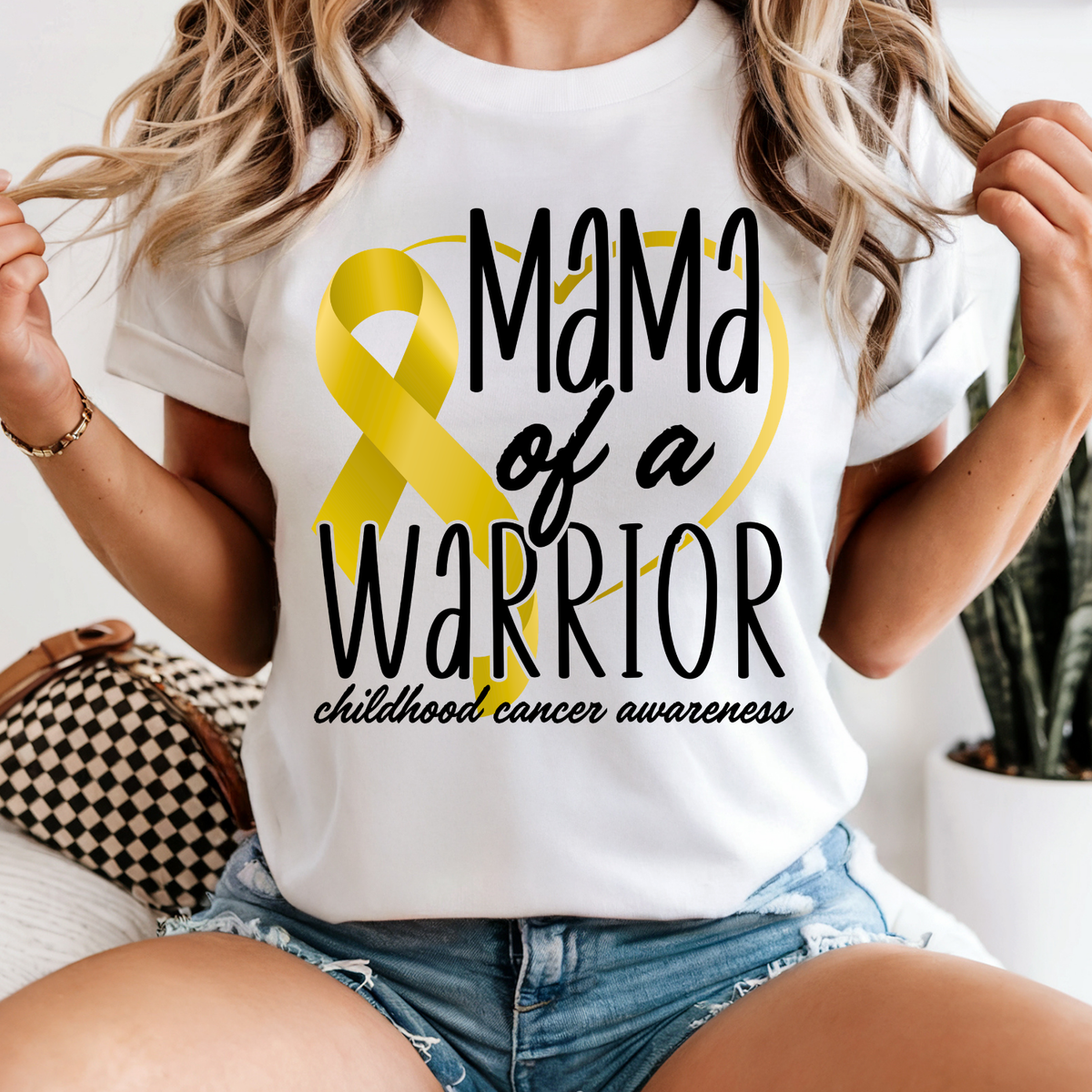 Custom Mama Of A Warrior Editable Cancer Ribbon Top — design example 1