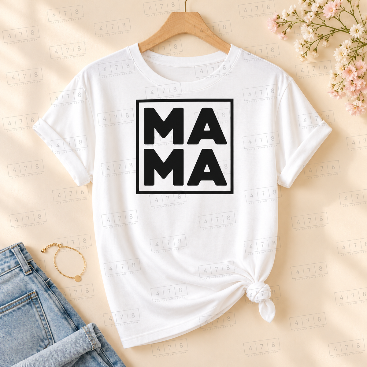 008 Mama SMOOTH blk on a white shirt