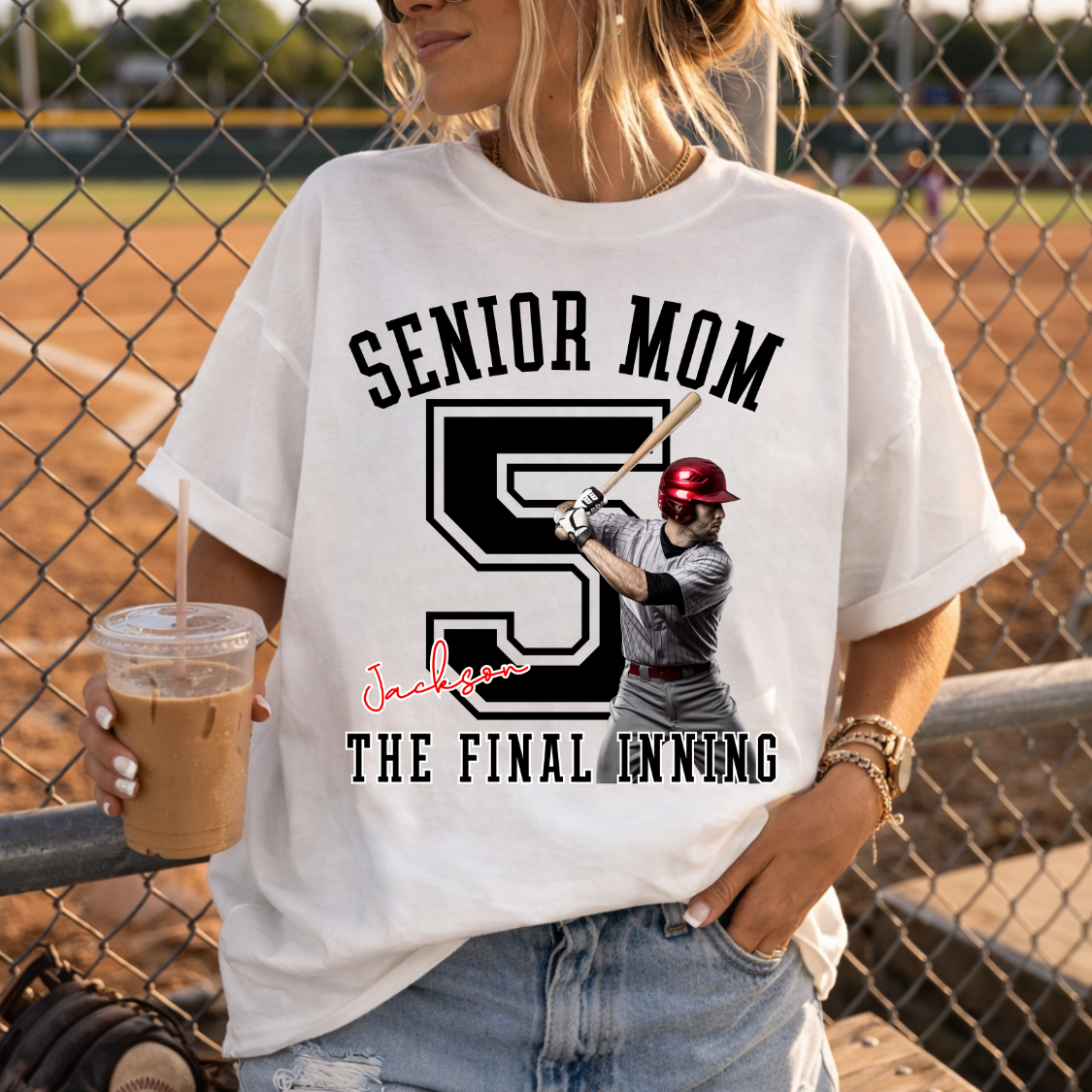 Custom Senior Mom The Final Inning Photo Top — design example 1