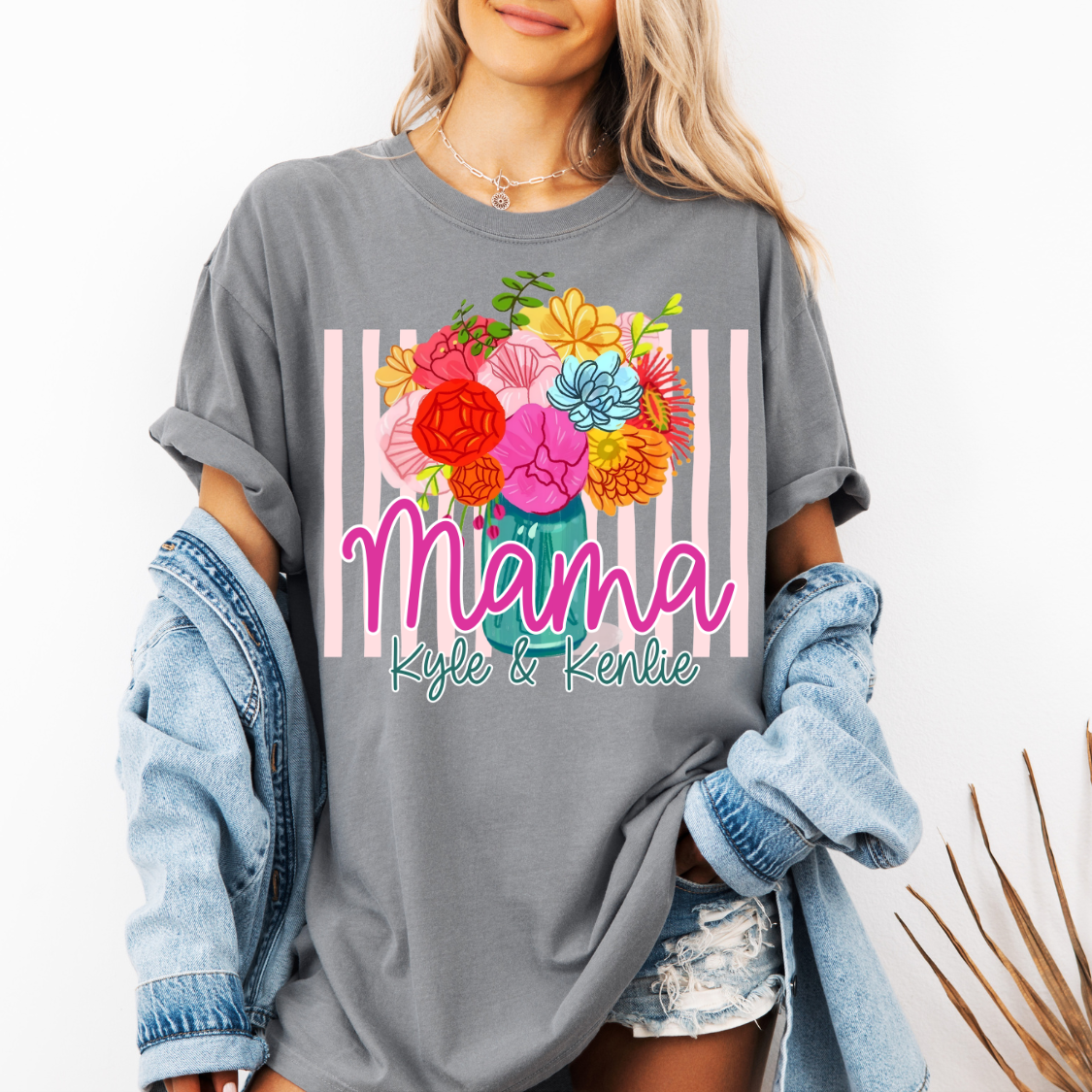 Custom Floral Bouquet Mama Top — design example 1