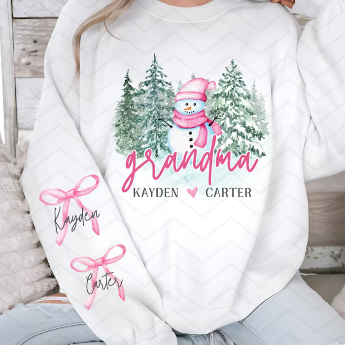Custom Snowman Winter Editable Names Top — design example 1