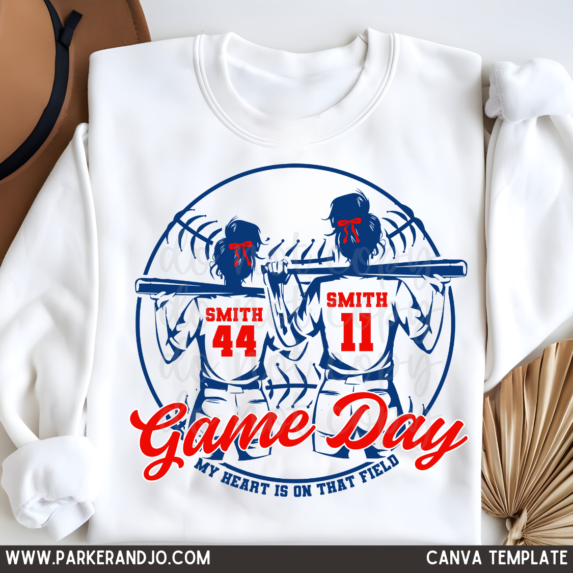Custom Softball Sisters With Buns Top mockup showing the pictured apparel design.