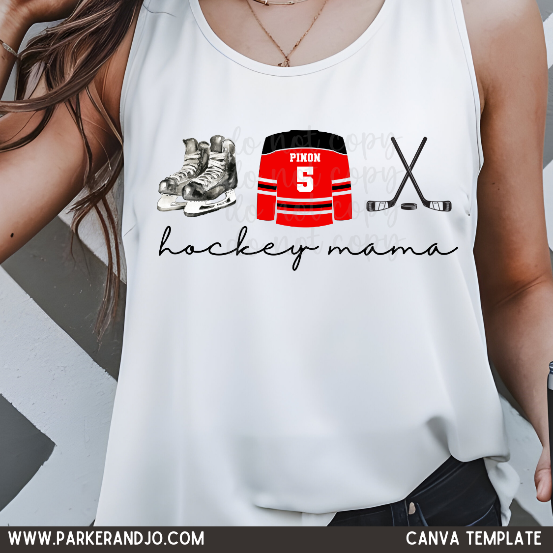 Custom Hockey Jersey Photo Mama Top — design example 1