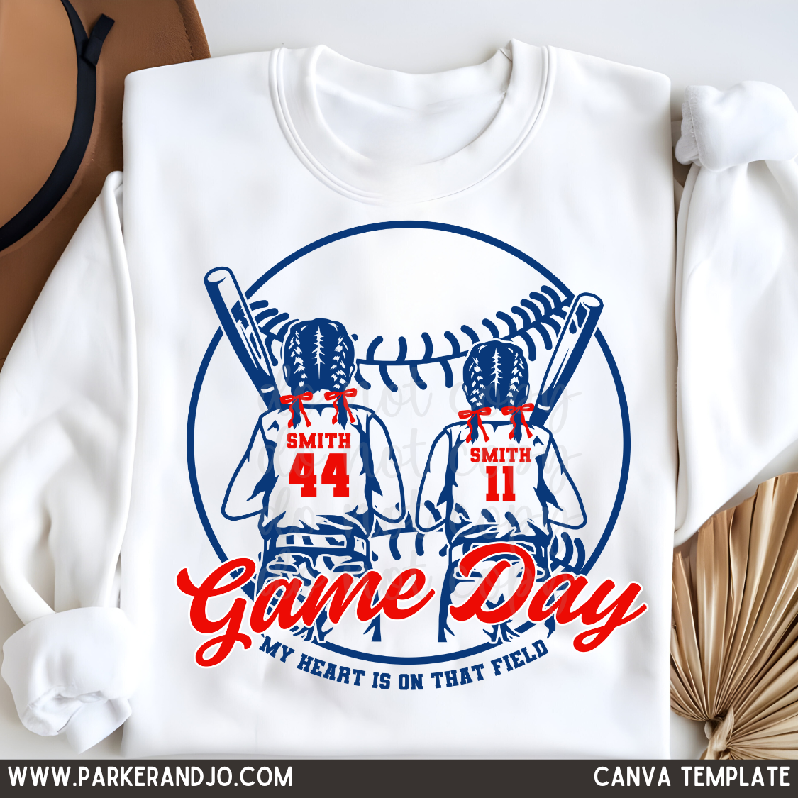 Custom Softball Sisters With Braids Top mockup showing the pictured apparel design.