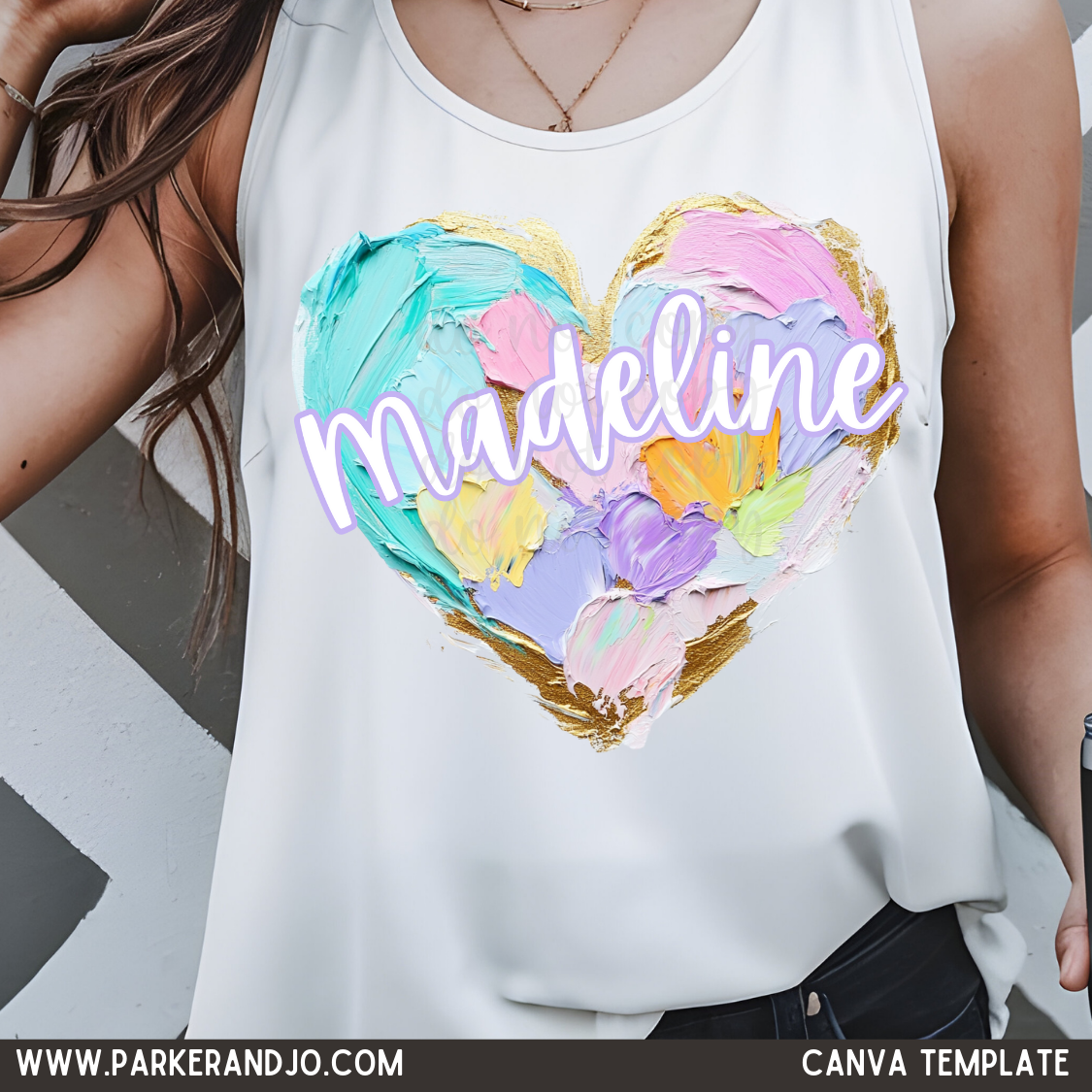 Custom Pastel Painted Heart  Text Top — design example 1