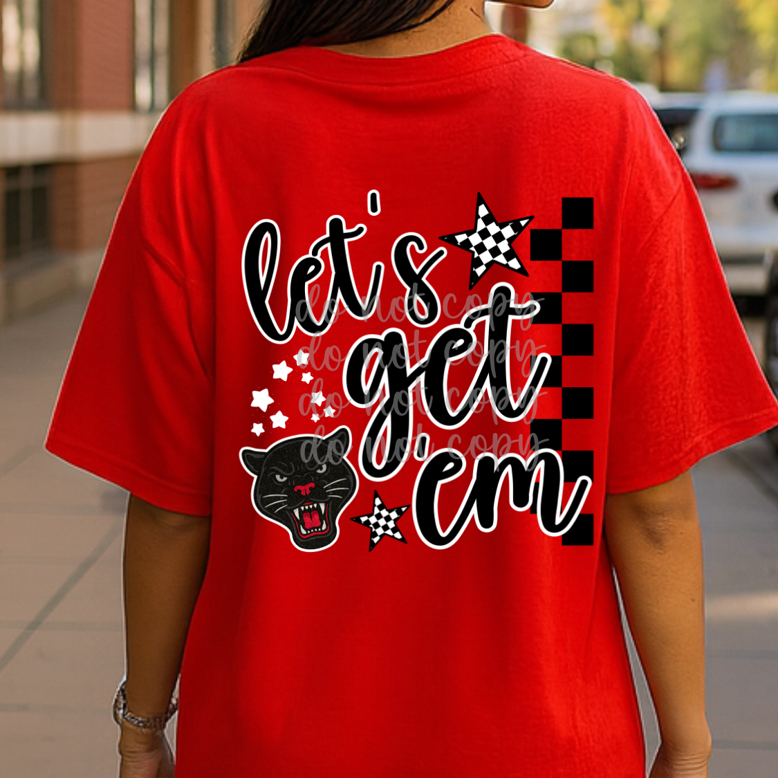 Custom Let'S Get 'Em Checkered Mascot Top — design example 1
