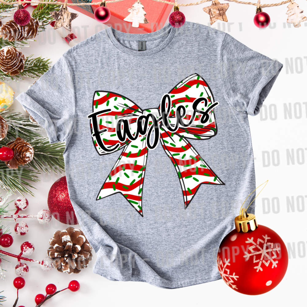 Custom Christmas Cake Bow Top — design example 1
