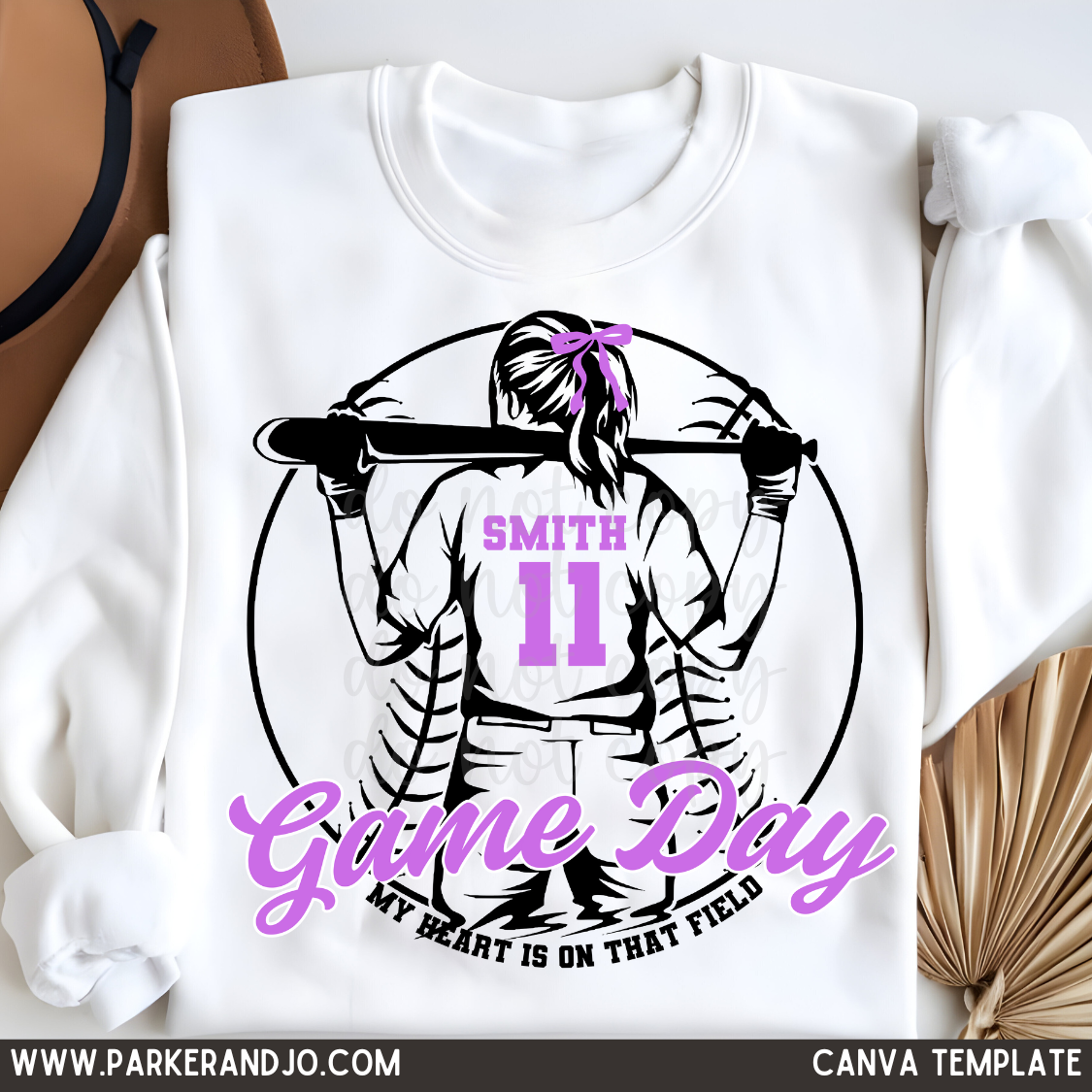 Custom Ponytail Softball Girl Top mockup showing the pictured apparel design.