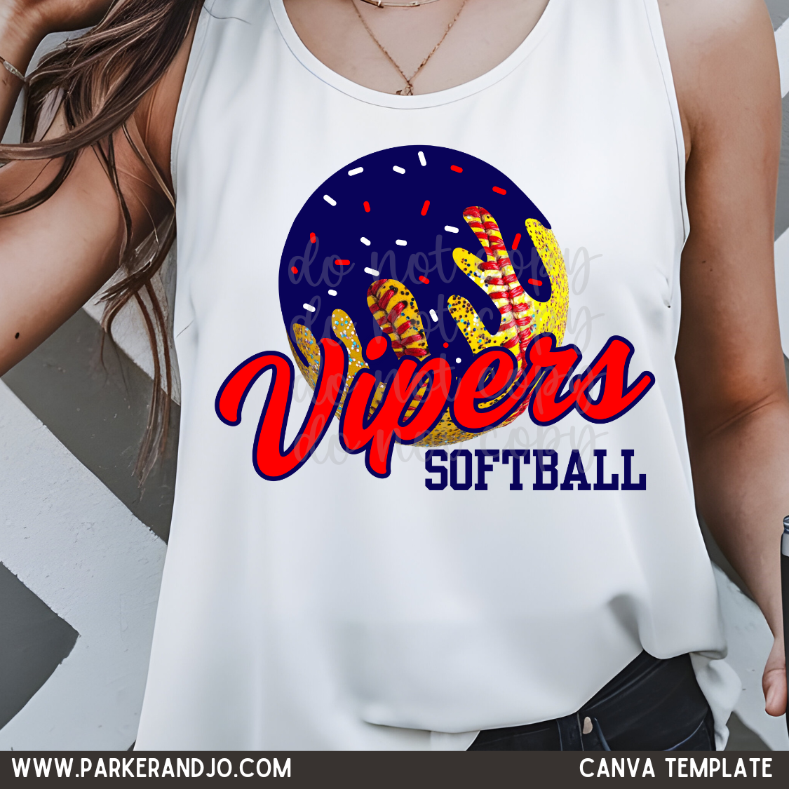 Custom Softball Drip Team Name Top mockup showing the pictured apparel design.