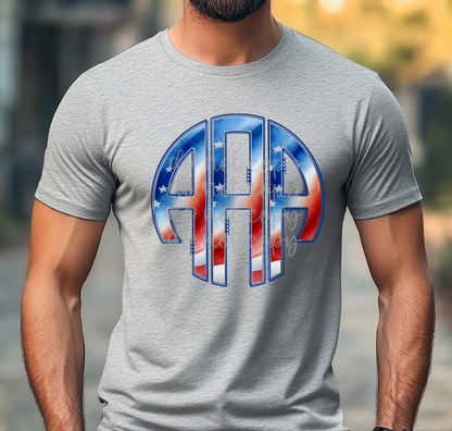 Custom Star Spangled Masculine Monogram Top — design example 1