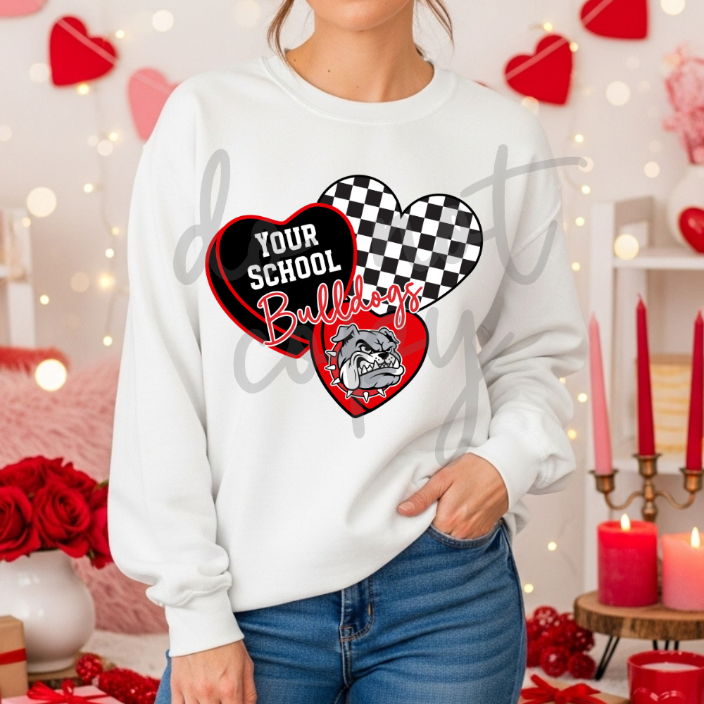 Custom Checkered Conversation Hearts Mascot Top — design example 1