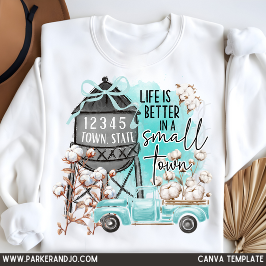 Custom Teal Cotton Field Small Town Top — design example 1