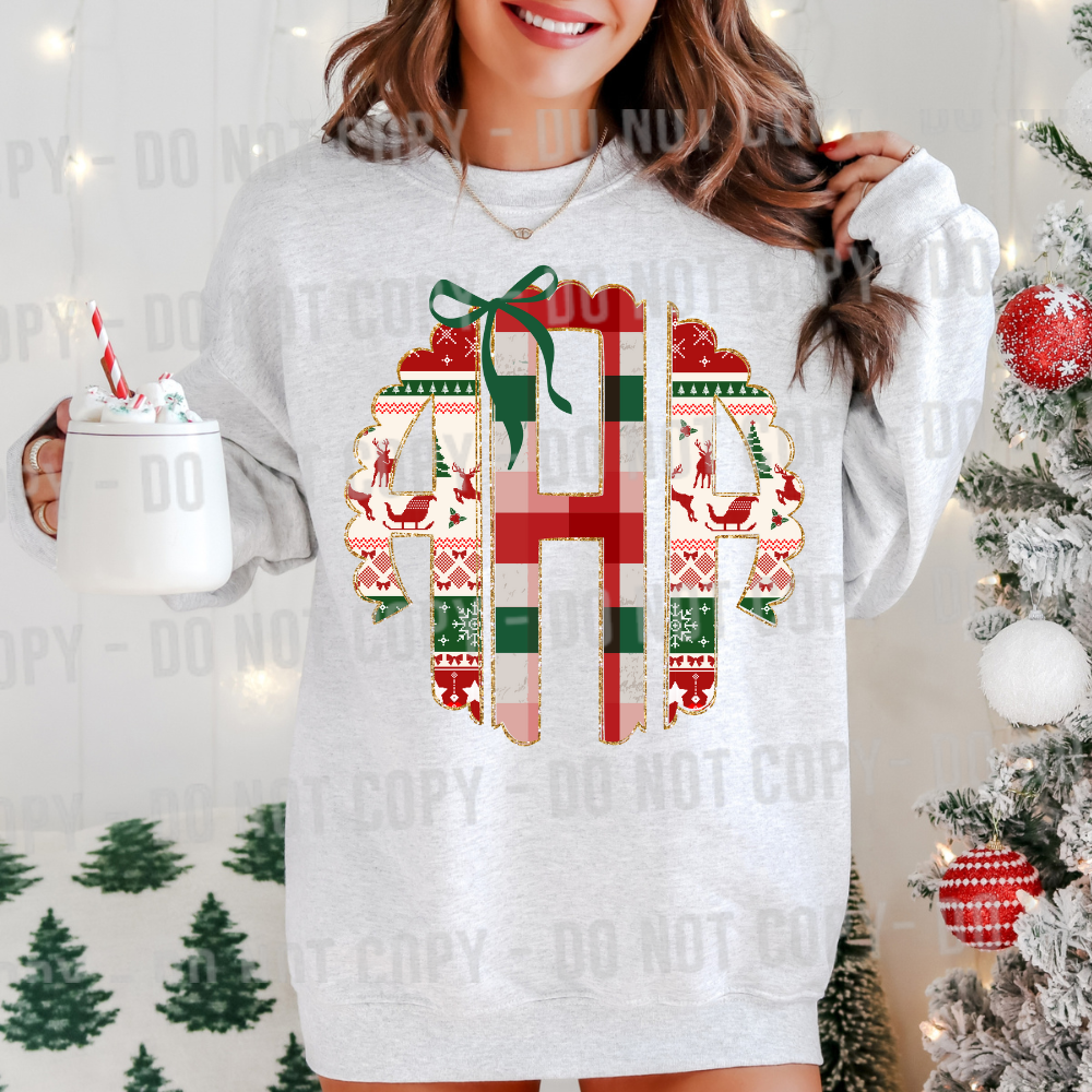 Custom Christmas Plaid Monogram Top — design example 1