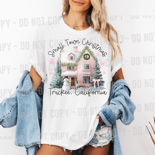 Custom Pink Small Town Christmas Houses Top — design example 1