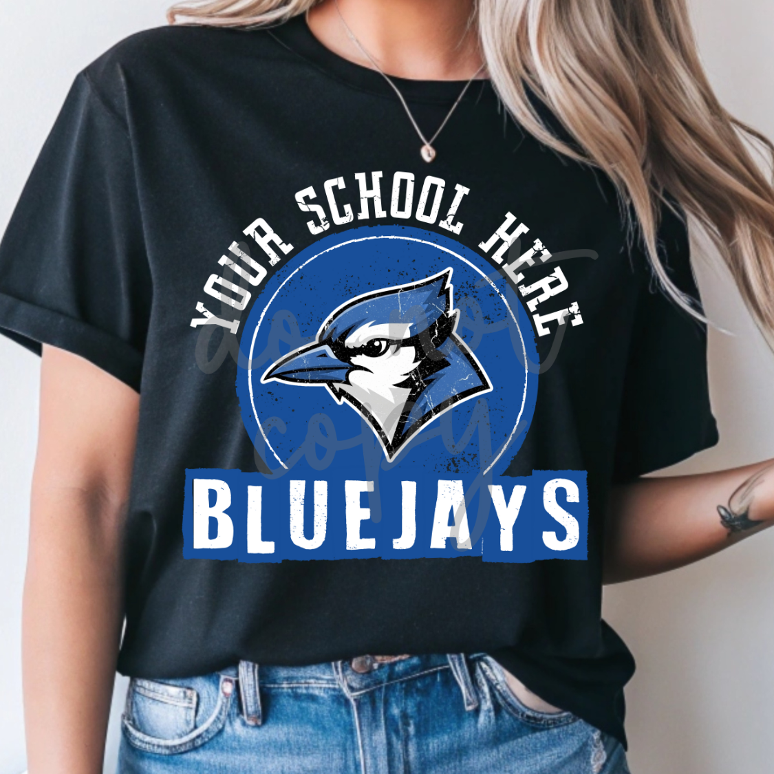 Custom Circle Vintage Distressed Mascot Top — design example 1