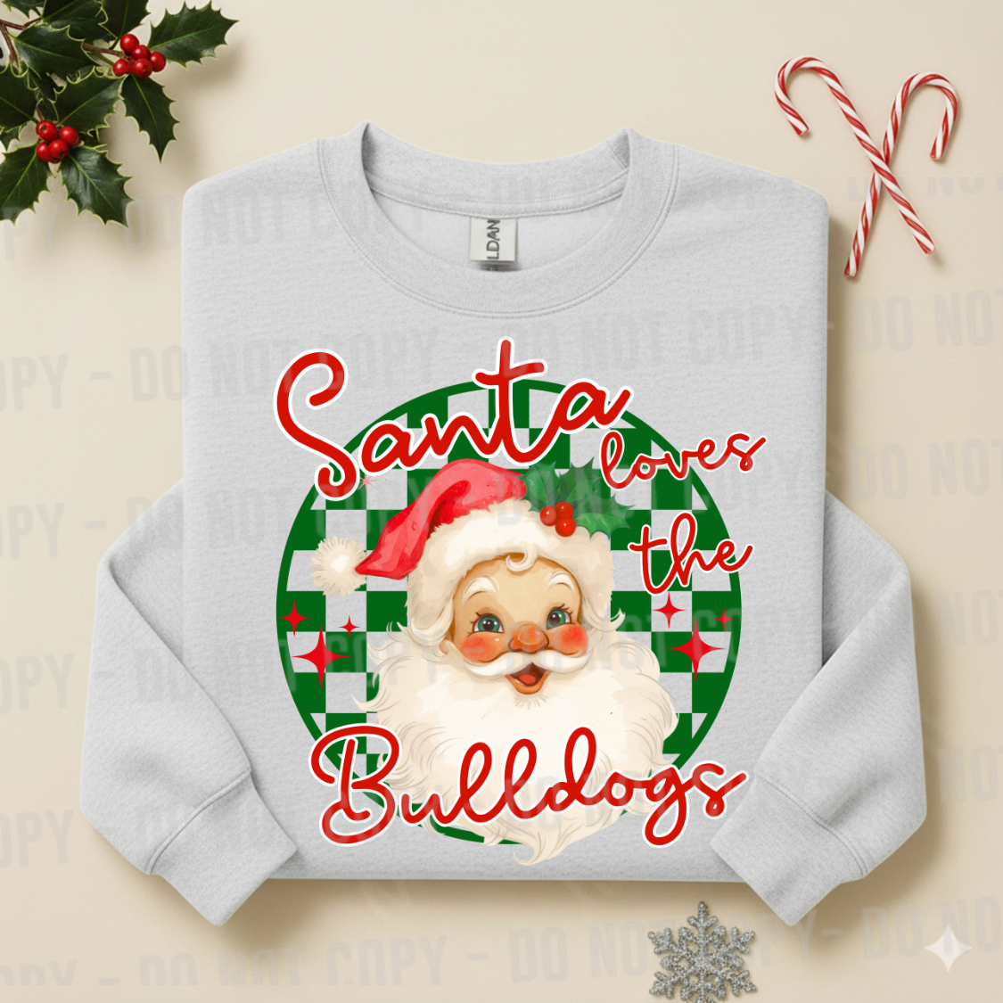 Custom Checkered Santa Loves The Mascot Top — design example 1